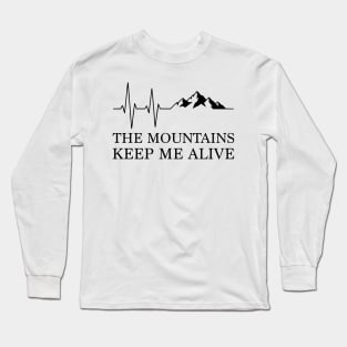 Mountain Heartbeat Line Art for Hikers & Nature Lovers Long Sleeve T-Shirt